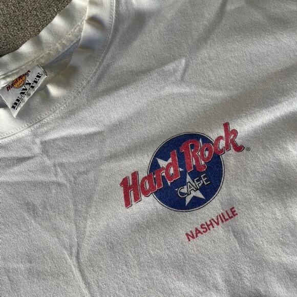 HARD ROCK Nashville TN White Short Sleeve Vintage Tee Country Y2K Heavy Tee XL - Picture 3 of 6